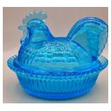 "Aqua Blue Hen On A Nest Covered Dish