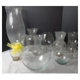 Glass Hurricane, Vases & Rose Bowls