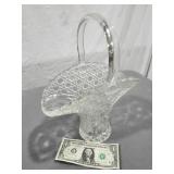 Large Vintage Glass Basket, 12" tall, 10: wide
