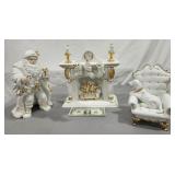 Porcelain Santa & Fireplace Scene