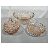 Pink Fostoria Look Bowls, Lidded Candy Dish