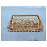 Pink Fostoria Look covered butter dish