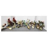 Bird Figurines, brass, resin, porcelain