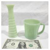 Jadeite vase & Fire King Coffee cup