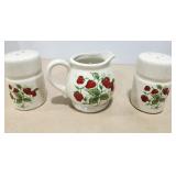 Creamer, S & P shakers, strawberry theme