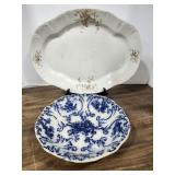 Flow Blue Bowl, Ironstone Platter