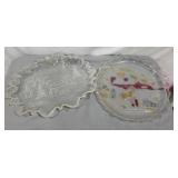 Glass Christmas serving platters (2)
