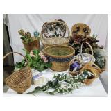 Baskets, floral pieces, ribbon & more