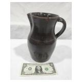 Brown matte glaze pottery pitcher, as is