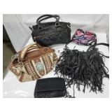 Purses, (4) & cosmetic bag