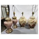 Table lamps, 2 pair, some wear & metal damage
