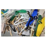 Clothes hangers, wood, plastic, metal