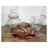 Glass Water Pitcher, canister, art glass