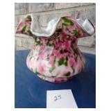 Fenton Vasa Murrhina Rose Green 4' Vase