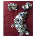 50's Kramer Rhinestone Brooch & clip ons
