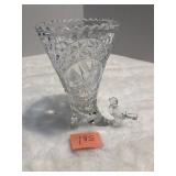 Hofbauer Crystal Etched Bird Vase 6' Germany