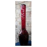 MCM 19' Red Thumbprint Blown Glass Vase