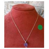 Box Chain (.925),  with Purple Stone 18' chain