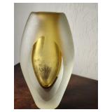Amber Core Frosted Glass Sculptural Art 10.5'