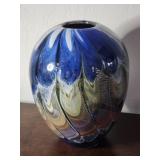 10.5' Blown Glass Vase Blue Green Amber Tones