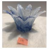 Blue & White Swirl Glass Bowl Candy Dish 4'
