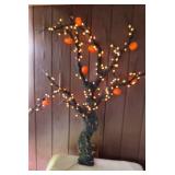 Lighted Twig Halloween Tree with Pumpkins