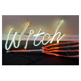 LED Witch/Broom Flashing Sign