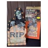Lighted Tombstone and Grim Reaper
