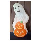 Ghost with Stacked Jack-O-Lanters