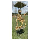 Caged Gemmy Life-Size Skeleton