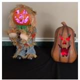 Lighted Pumpkin and Fiber Optic Scarecrow