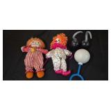 Two Clown Dolls, Hand Hooks, Rattle