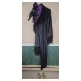 Black Adult Halloween Dress, Hat, Rubber Gloves