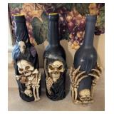 3 Resin Coated Skull Candle Holders