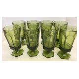 (8) Vtg Olive Green Fostoria Stemware