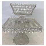 Vtg Fostoria American Pedestal Cake Plate