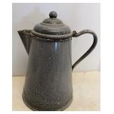 Antique Grey Enamel Coffee Pot