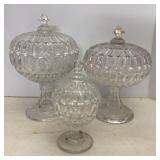 Antique EAPG Thumbprint Covered Compotes