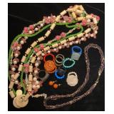 Carved Stone rings and necklaces