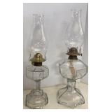 Antique Clear Glass Eagle Oil Lamps