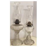Antique Clear Glass Eagle Oil Lamps