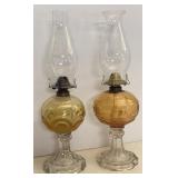 Antique Amber Glass Oil Lamps