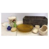 Wooden Box, Christmas Lard Can, mini bottles