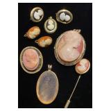 Cameo Pendants, earrings and pins