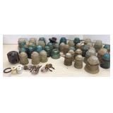 Large Lot of Antique Glass & Porcelain Insulators