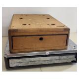 Metal & Antique Wood Cash Register Drawer