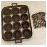Cast Iron Tart Mold & Chain Mail Scrubber