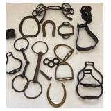 Antique Cast Iron Bits, Shoes & Stirrups