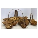 Antique Pie Basket & Small decorative Baskets