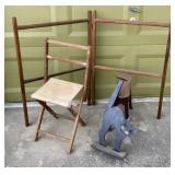 Vtg Shoe Shine Foot Rest, Folding Sling Chair
